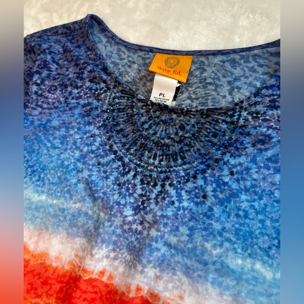Ruby Rd Multicolor Hombre Rhinestone Knit Top. Pe… - image 2